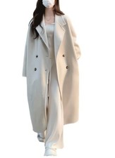 Women Loose Jacket Double-breasted Mid Length Trench Coat for Women Windproof Wa