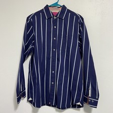 Tommy Bahama Button Down Dress Shirt Men's Long Sleeve Striped Medium Blue