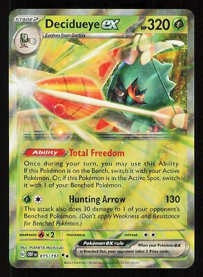 Decidueye ex 015/197 Holo Near Mint Pokemon TCG S&V Obsidian Flames OBF