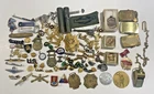 Lot #18 Vintage Military Estate Collection Patches Medals Pins Badges WWI WWII