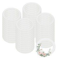 48 Pcs Dream Catcher Rings, 1.1 Inch Floral Macrame Plastic O Rings, White
