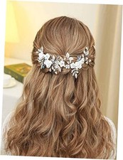 Flower Silver Bride Wedding Hair Vine Pearl Bridal Hair Piece Blue Rhinestone