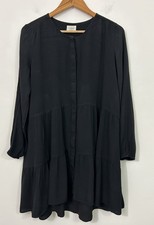 Aritzia Wilfred Barossa Dress Size Medium Tiered Mini Long Sleeve Black