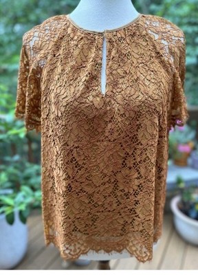 J. Crew Women's Lace Blouse in Warm Brown