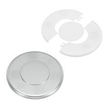 Wall Split Flange 115mm/4.5" OD, 2 Pcs Escutcheon Plates, White/Silver