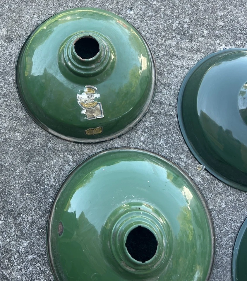 Abolite 12" Porcelain Green Barn Industrial  Light Enamel Shades Lot Of 5 - Image 2 of 4