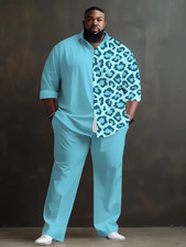 Men's Outfit 2 Piece Set Shirt Pants Suit PLUS SIZE BIG 5XL