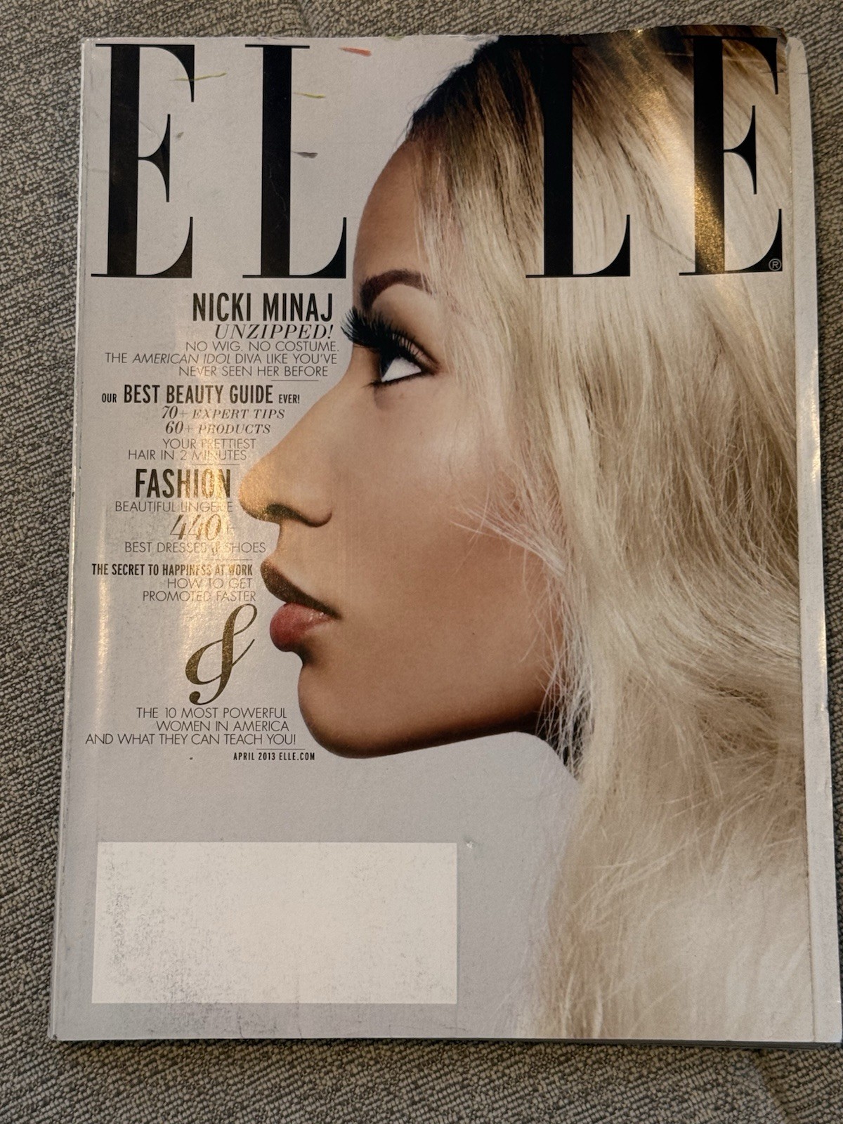 Nicki Minaj Elle Magazine April 2013 Fashion Make-Up Beauty Style Hair Hairstyle