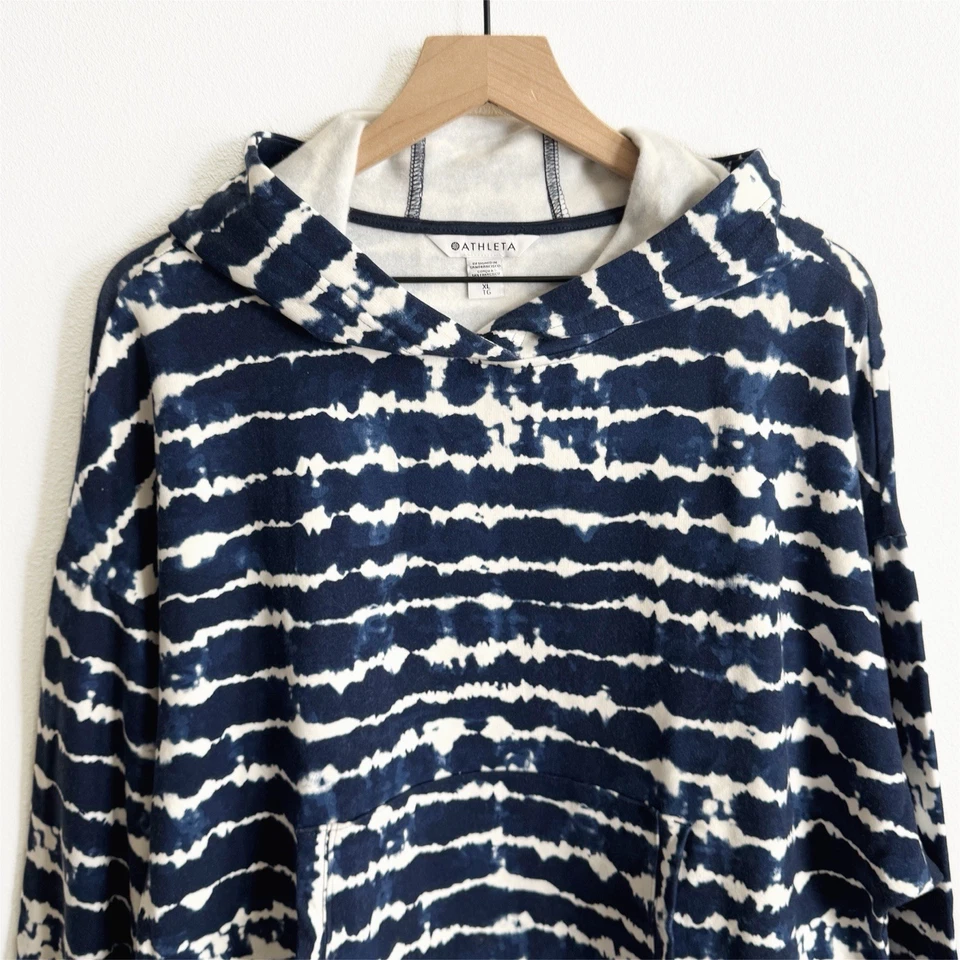 Sudadera Athleta Mujer XL Azul Rayas Pullover Cómoda Deportiva Suave Elástica Foto 2 de 4