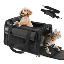 25 lbs Lightproof Soft Sided Large Cat Carrier for Small Pet Dog Airline Appr...