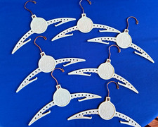 7 Vtg Child Kids Baby Mint Green Plastic Swivel Clothes Hangers Bear  Elephant