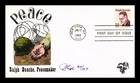 US COVER RALPH BUNCHE PEACEMAKER GREAT AMERICANS FDC PUGH HAND PAINTED