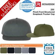 🔥 Richardson Men Pinch Front Structured Snapback Trucker Cap mid profile 255