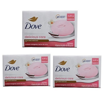 3 x Dove Delicious Care Leche De Coco Kokosmilch Seife Riegel 4x90g.