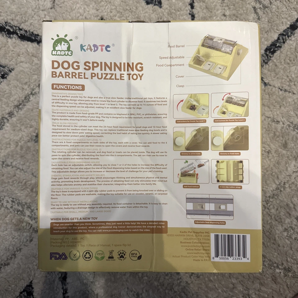 NEW Kadtc Dog Spinning Barrel Puzzle Toy Puzzle & Slow Feeder 2 in1 Level 2 - Image 3 of 4
