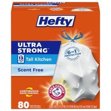 Hefty Ultra Strong 13 Gallon Trash Bags, Tall 80 Count Pack of 1 , White