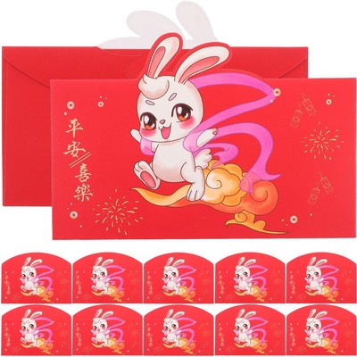 12pcs Spring Festival Red Envelopes Paper Red Pakete Kaninchenjahr Geldbeutel