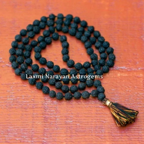 Rare Non Dye Original Black Rudraksha Mala 108 + 1 Beads 7 Mm Size Necklace - Image 3 of 3