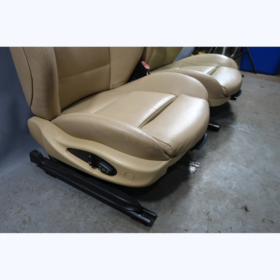Par de asientos deportivos delanteros BMW E46 1999-2006 serie 3 4 puertas cuero beige OEM Foto 3 de 4