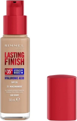 Rimmel Lasting Finish 35Hr Foundation 100 Ivory Full Coverage Hydrating SPF20