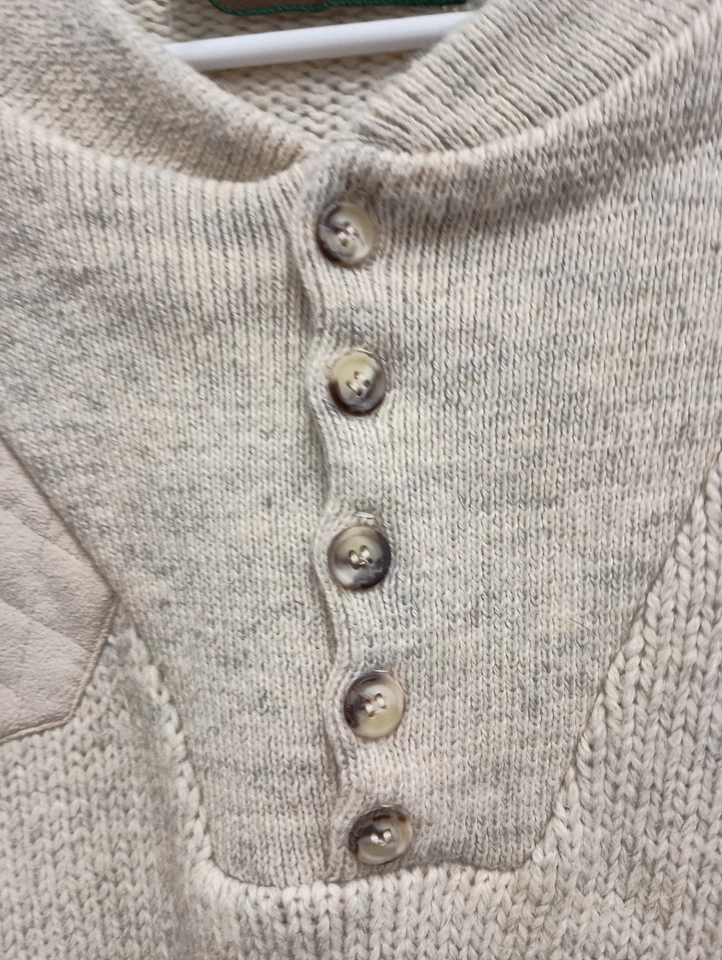 Suéter de Colección Años 90 Remington Para Hombres Talla XL Marfil Mezcla Lana Pesado Henley Gorpcore Foto 3 de 4