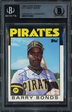 Barry Bonds Signed 1986 Topps Traded Rookie Card #11T Pittsburgh Pirates Beckett