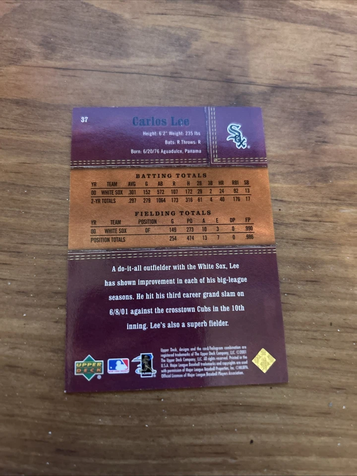 2001 Upper Deck Gold Glove Limited /100 Carlos Lee Card  #37 - Image 3 of 3