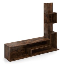 COSTWAY Cube TV Stand for TVs up to 50” Media Console Table with Shelves-Coffee