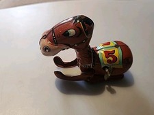 VINTAGE MIKUNI JAPAN HARNESS RACE HORSE RIDER WIND-UP TIN TOY 5 WORKING