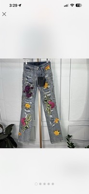 Phillip Plein Couture Women s 25 Straight Cut Embellished  Fabulous  Jeans. NWT