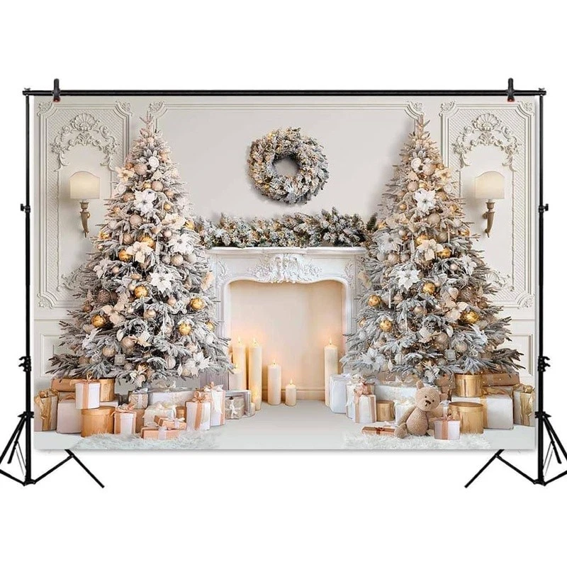 Telón de fondo de Navidad algodón fotografía decoración fotomatón pancarta Foto 4 de 4