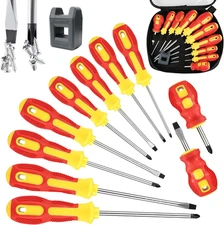 Magnetic Screwdriver Sets 10 Pcs,Craftsman Screwdriver Set with Bag,Flat Head Ph