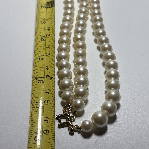 Vintage Faux Pearl Necklace Choker 3 Strand Gold Tone Clasp 18” - Picture 5 of 6