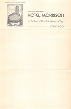 Hotel Morrison Letterhead 1920s Chicago Art D...