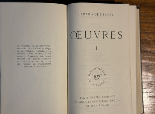 Rare 1960 Gerard De Nerval Oeuvres Volume 1 Gallimard NRF Book DJ - Picture 4 of 17