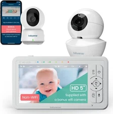Babysense HDS2 5” HD Baby Monitor w/ Camera and Audio + Bonus WiFi Cam  App View