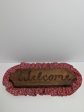 Front Door Engraved Wood WELCOME Sign Cottagecore Wooden Entrance Wall Hanging