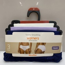 Warners Womens Blissful Benefits Microfiber Hipster TUMMY SMOOTHING 3 Pack Sz M