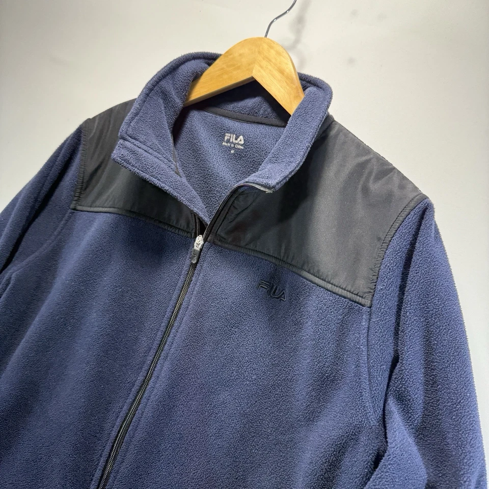 Fila Jacket Mens M Navy Blue Full Zip Fleece Cozy Warm Winter Pockets - Image 2 of 4