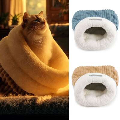 Cat Sleeping Bag Snuggle Sack Cat Bed Cave Soft Washable Beds Pet Mat Warming