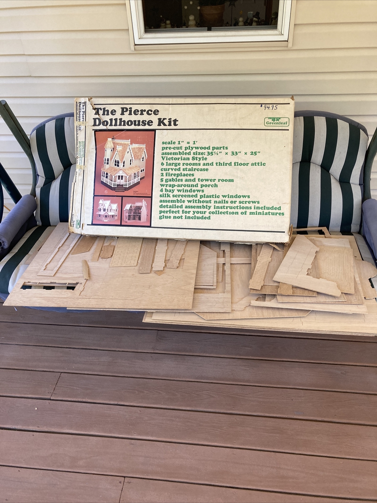 Vintage The Pierce Wooden Dollhouse Kit by Greenleaf Dollhouses Made in