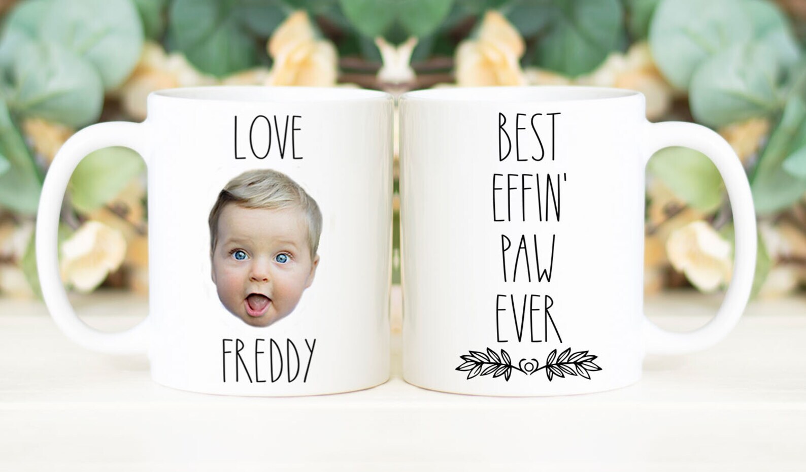 Best Effin' Paw Ever Mug Father's Day Gift Personalized With Photo Of Kids