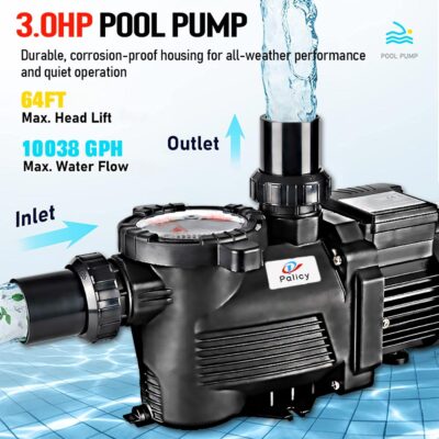 Swimming Pool Pump 3HP 10038GPH 22KW with Strainer Filter Pump In/Above Ground