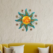 16" Sun Face Wall ation Turqoi Blue Wall Plaque Ornament Home Decor Unique Gift