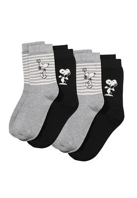 ONOMATO! Peanuts Snoopy Damen Strümpfe Socken 4er Set