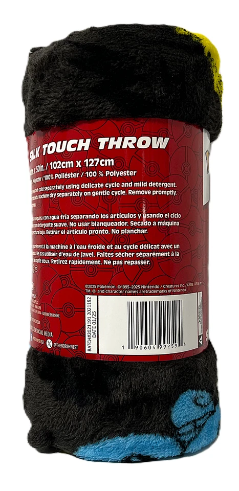 Manta de Viaje Pokemon Personajes Tacto de Seda 40" x 50" Fondo Negro Foto 3 de 3
