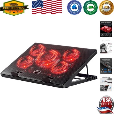 Adjustable Laptop Cooling Pad with 5 Quiet Fans - Ideal for Gaming & Work