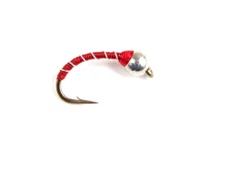 Fulling Mill Red/Silver Zebra Midge Size 18 | One Dozen Flies