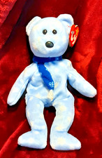 Beanie Baby - 1999 HOLIDAY TEDDY in plastic display case with tag errors