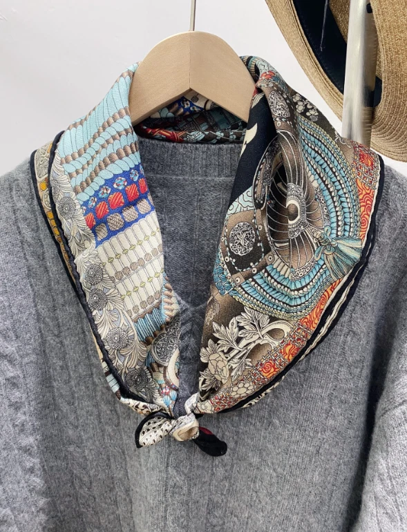 Xale 70% cashmere 30% seda envoltório cachecol estampa armadura dupla face 27"" novo - Imagem 4 de 4